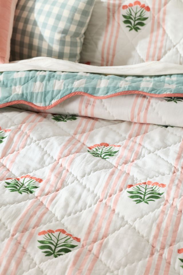 Iluka 100% Cotton Gauze Hand-Stitched Floral Quilt #1