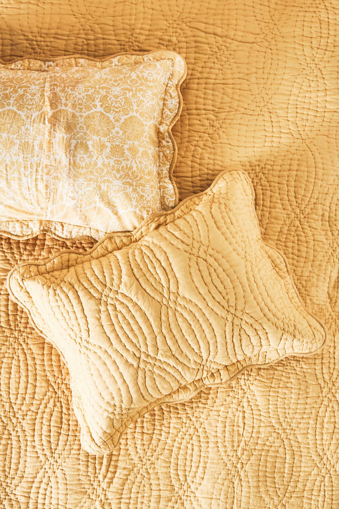 Iluka 100% Cotton Gauze Shams, Set of 2 - OCHRE, Standard Sham, Set of 2