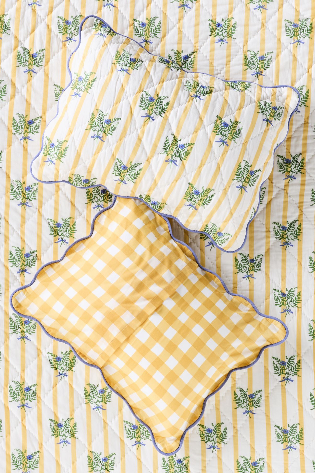 Iluka 100% Cotton Gauze Shams, Set of 2 - Fern Gingham, King Sham, Set of 2