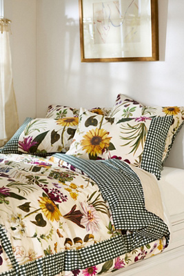 Anthropologie Evie Cotton Floral Organic Printed Duvet