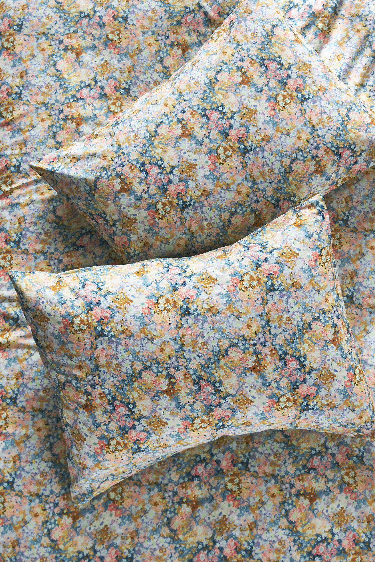 The Organic Cotton Printed Percale Pillow Shams, Set of 2 - Watercolor Bloom, King Sham, Set of 2