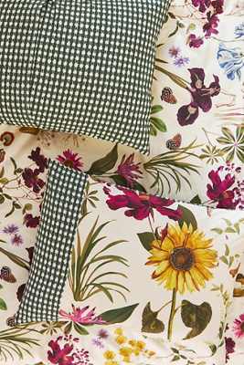 Anthropologie Evie Cotton Floral Organic Printed Shams, Set Of 2