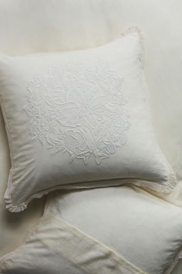 Elinor Cotton Linen Embroidered Euro Sham
