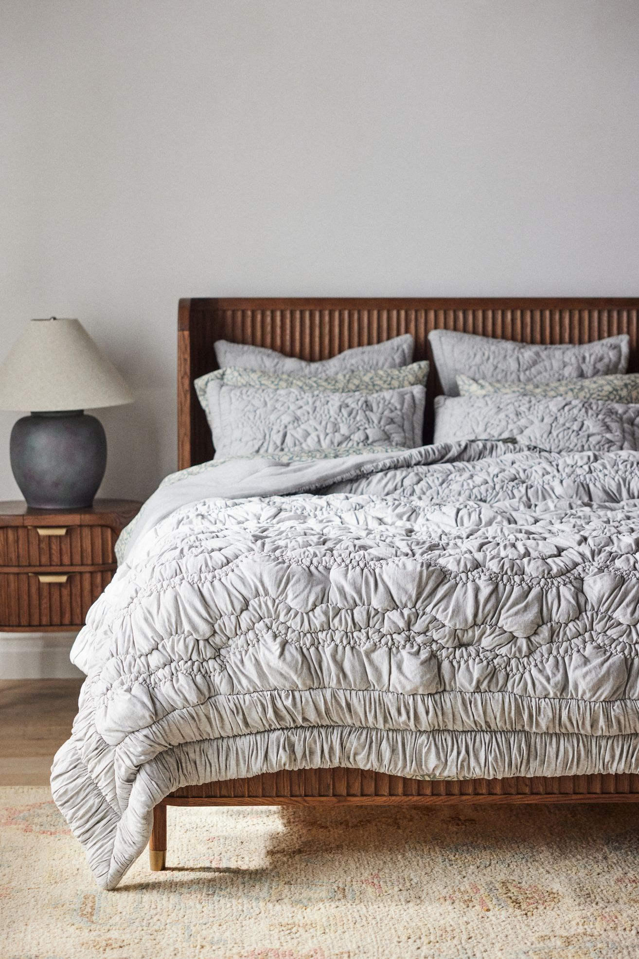 Brooke Heathered Jersey Cotton Quilt - Grey, Standard, King