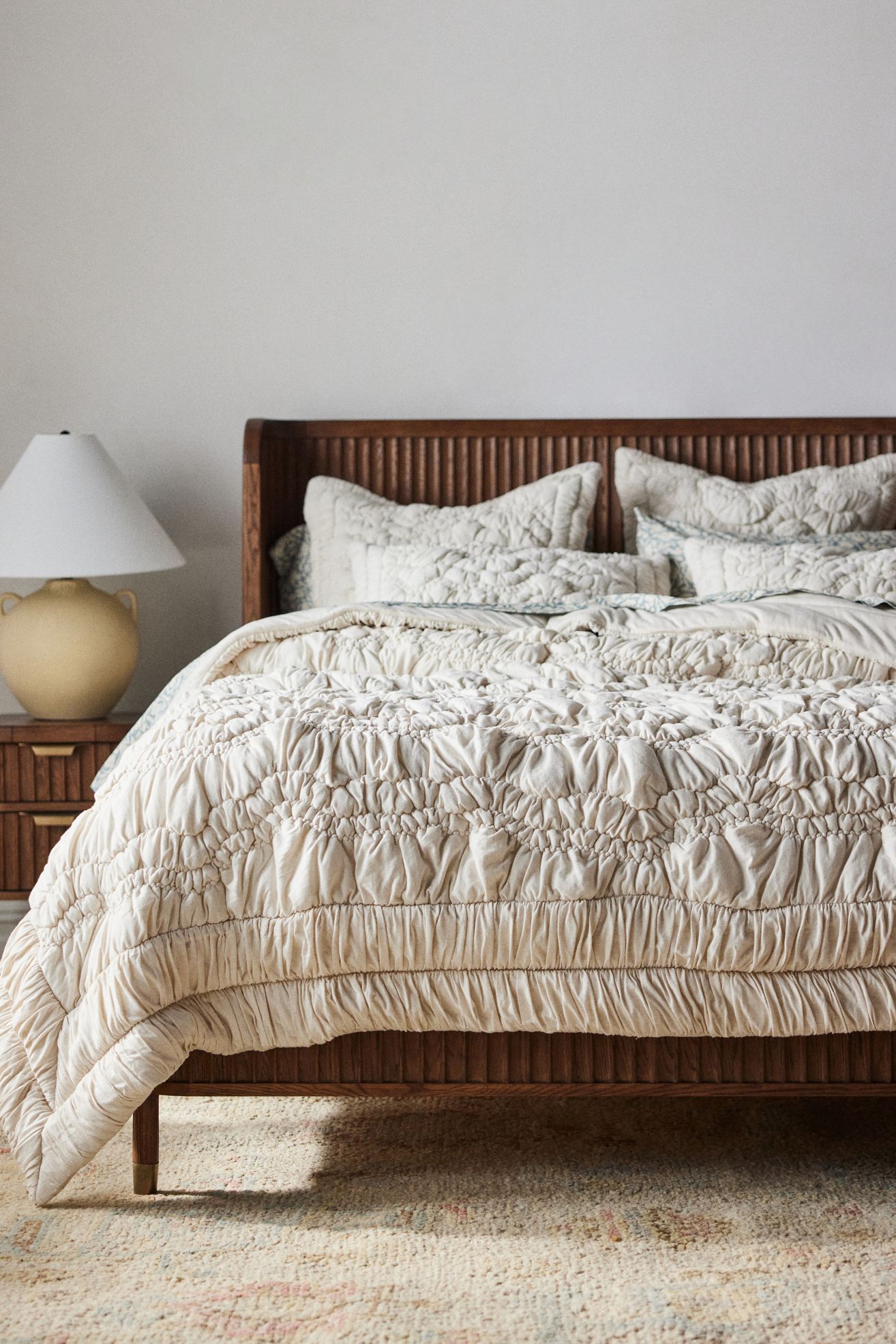 Brooke 100% Cotton Jersey Quilt - Ivory, King