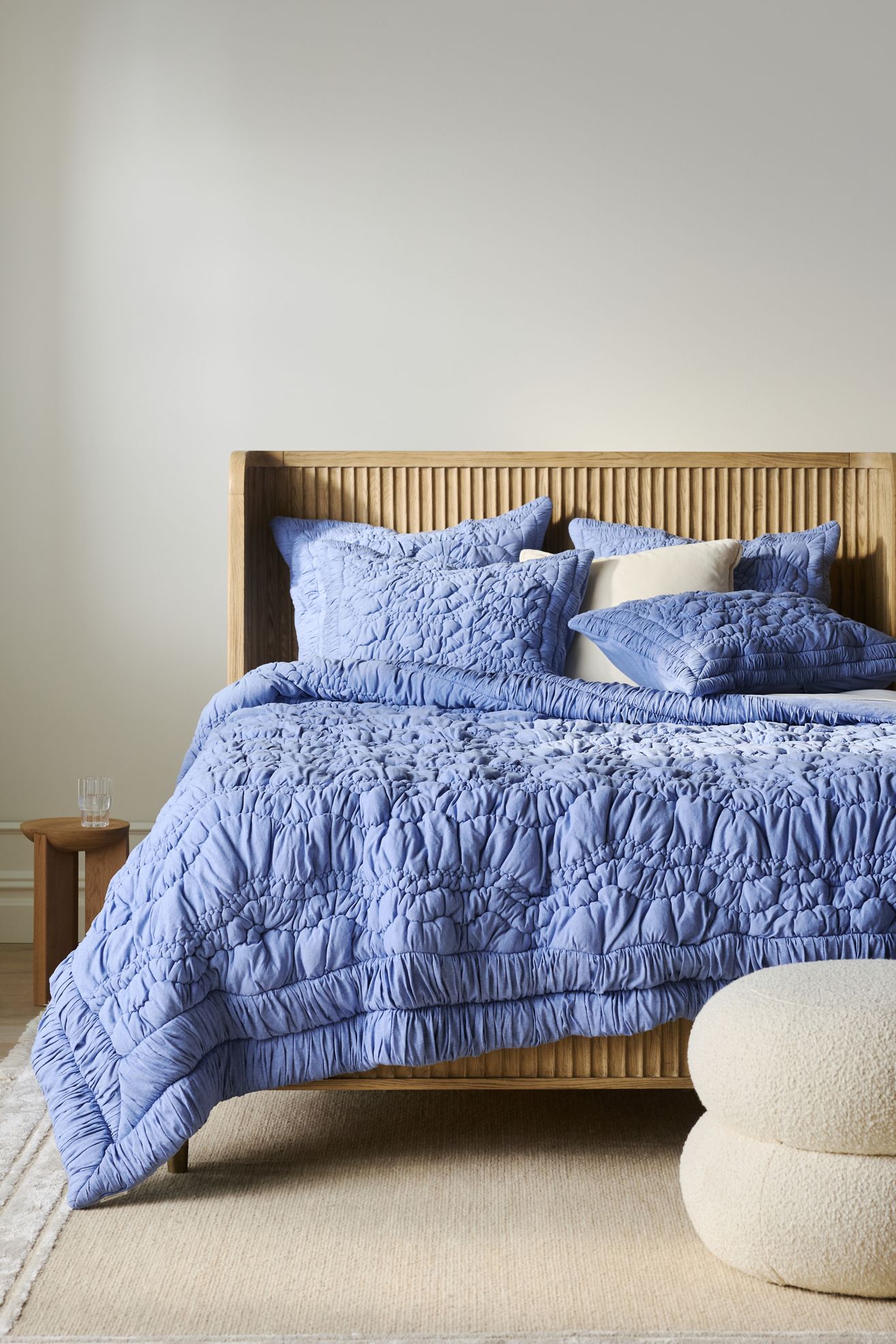 Brooke 100% Cotton Jersey Quilt - Blue, Queen