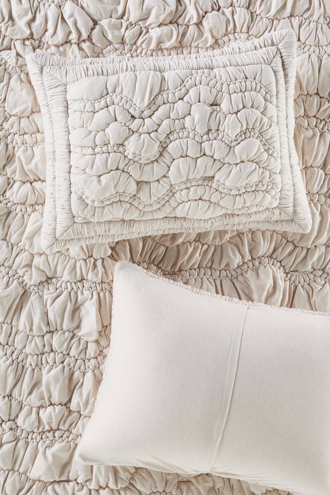 Brooke Heathered Jersey Cotton Shams, Set of 2 - Ivory, Standard, King Sham, Set of 2