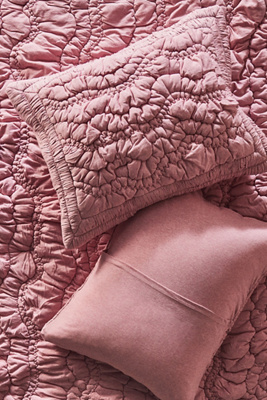 Anthropologie Brooke Heathered Jersey Cotton Shams, Set Of 2 In Pink