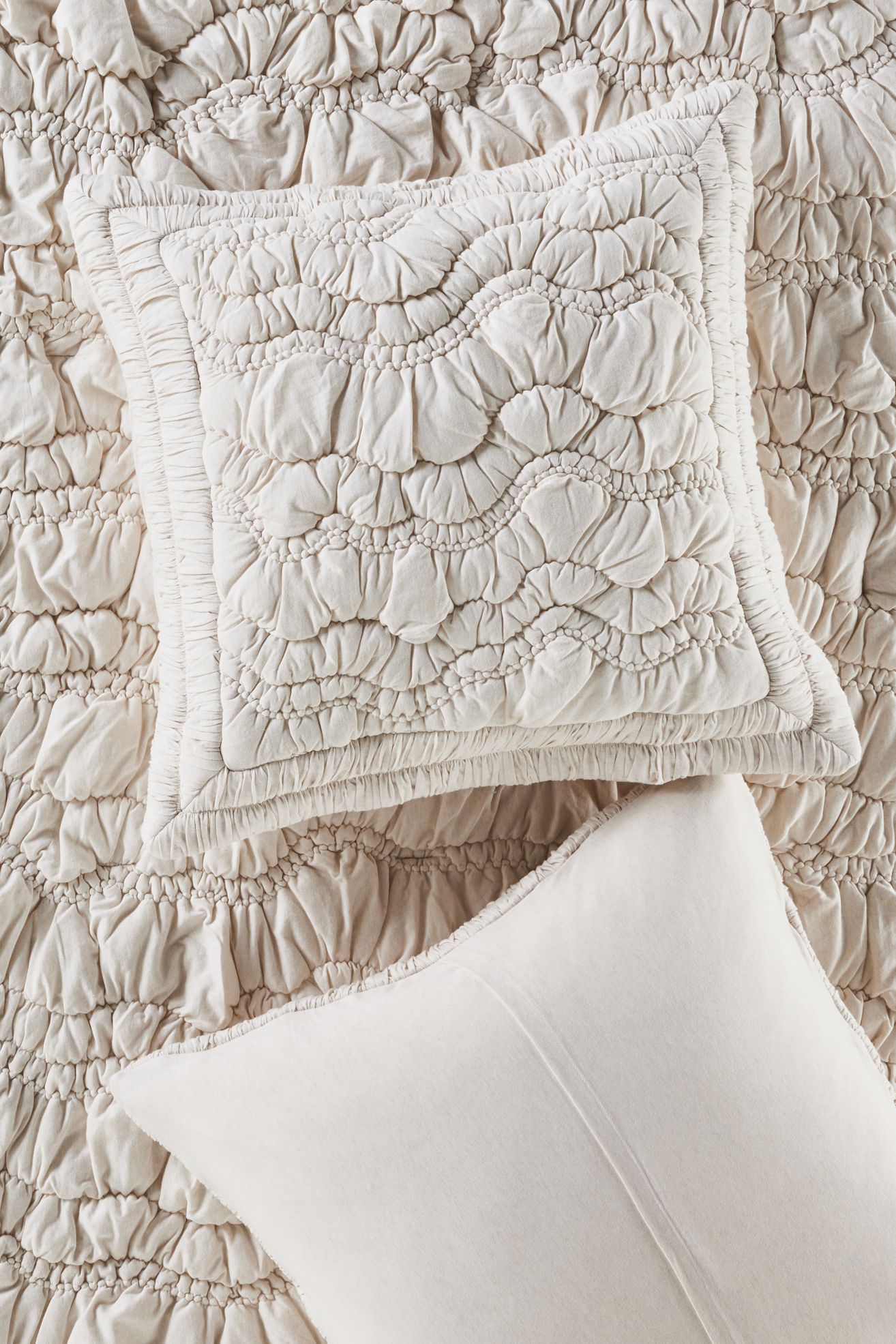 Brooke Heathered Jersey Cotton Euro Sham - Ivory, Standard, Euro Sham