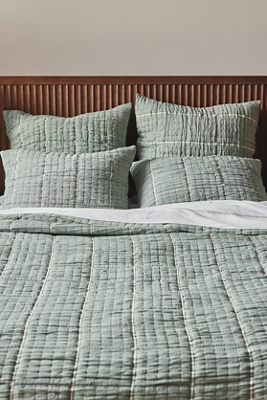 Gestreifter Baumwollgaze Gesteppter Bettüberwurf