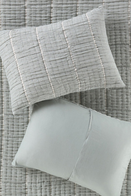 Anthropologie Striped Cotton Gauze Shams, Set Of 2 In Gray