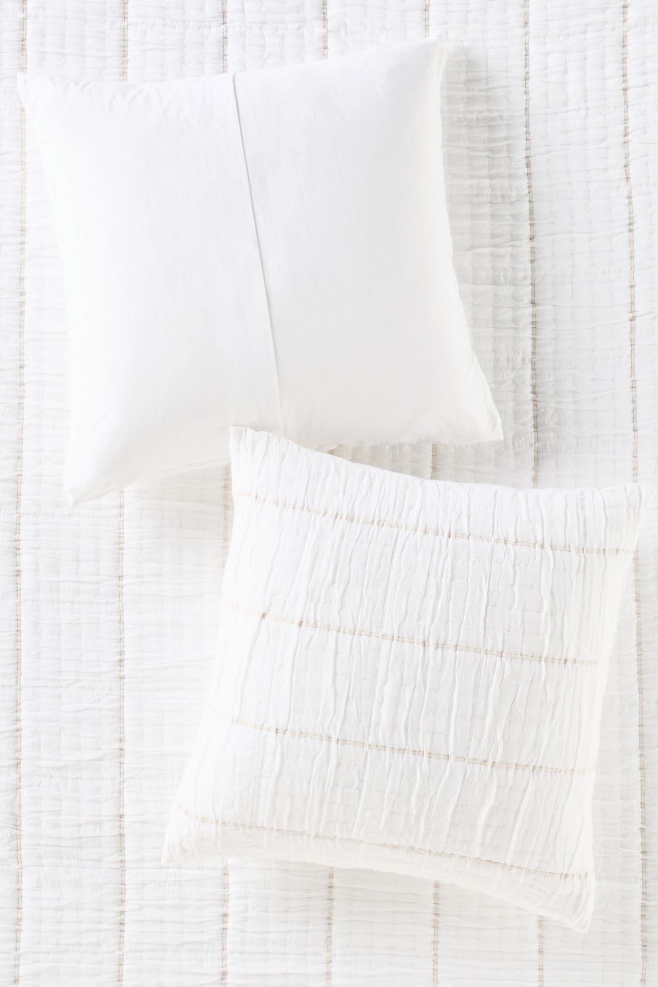 Striped Cotton Gauze Euro Sham - White, Standard, Euro Sham