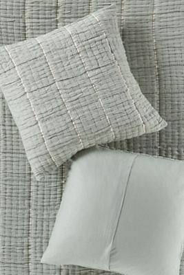 Anthropologie Striped Cotton Gauze Euro Sham In Gray