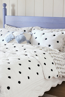 Maeve By Anthropologie Cotton Polka Dot Embroidered Quilt In White