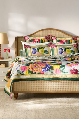 Anthropologie 100% Cotton Voile Printed Quilt Collection In Multi