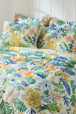 Anthropologie 100% Cotton Voile Printed Quilt Collection In Multi