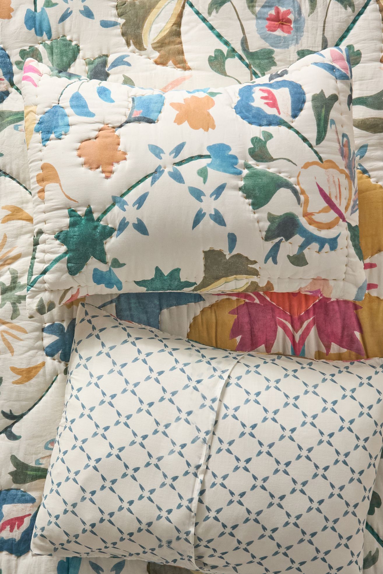 Cotton Voile Printed Pillow Shams, Set of 2 - Sawyer, Standard Sham, Set of 2