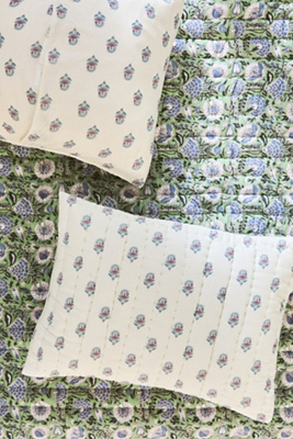 Anthropologie Khira Cotton Floral Printed Shams, Set Of 2
