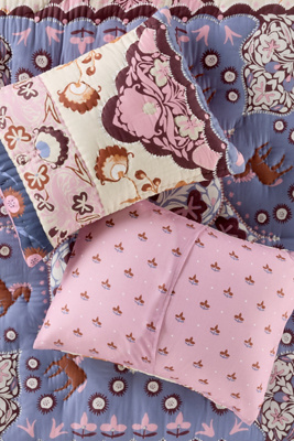 Anthropologie The Printed Cotton Voile Pillow Shams, Set Of 2 In Pink