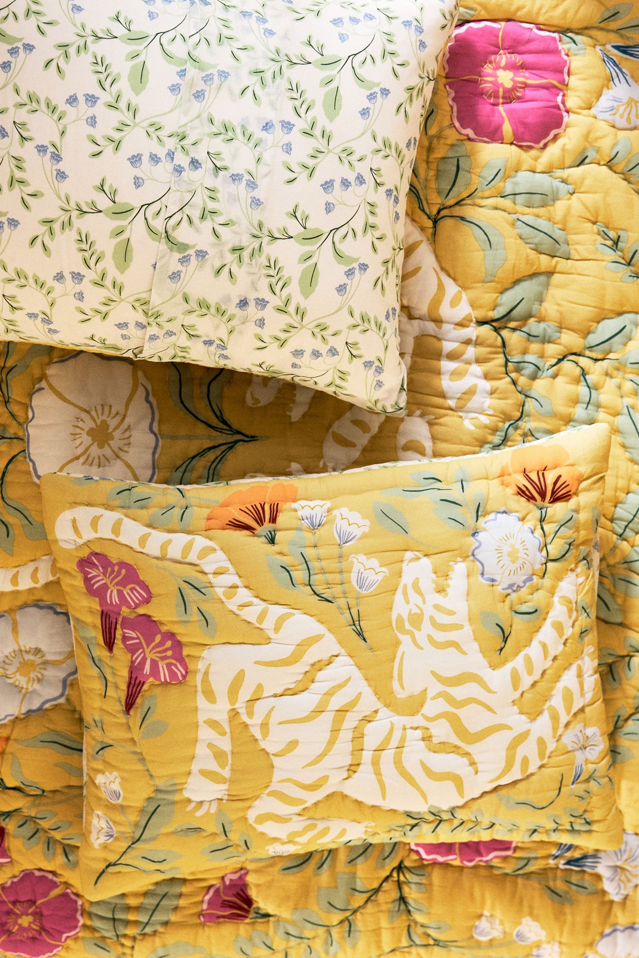 Cotton Voile Printed Pillow Shams, Set of 2 - Xenia, Standard Sham, Set of 2