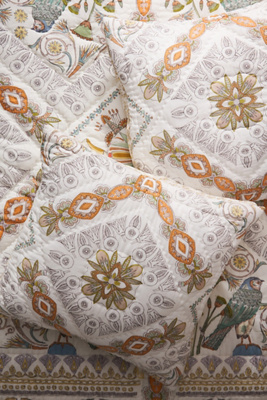 Anthropologie The Printed Cotton Voile Euro Shams In White