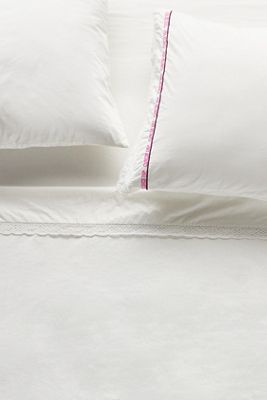 Organic Cotton Percale Embroidered Text Sheet Set