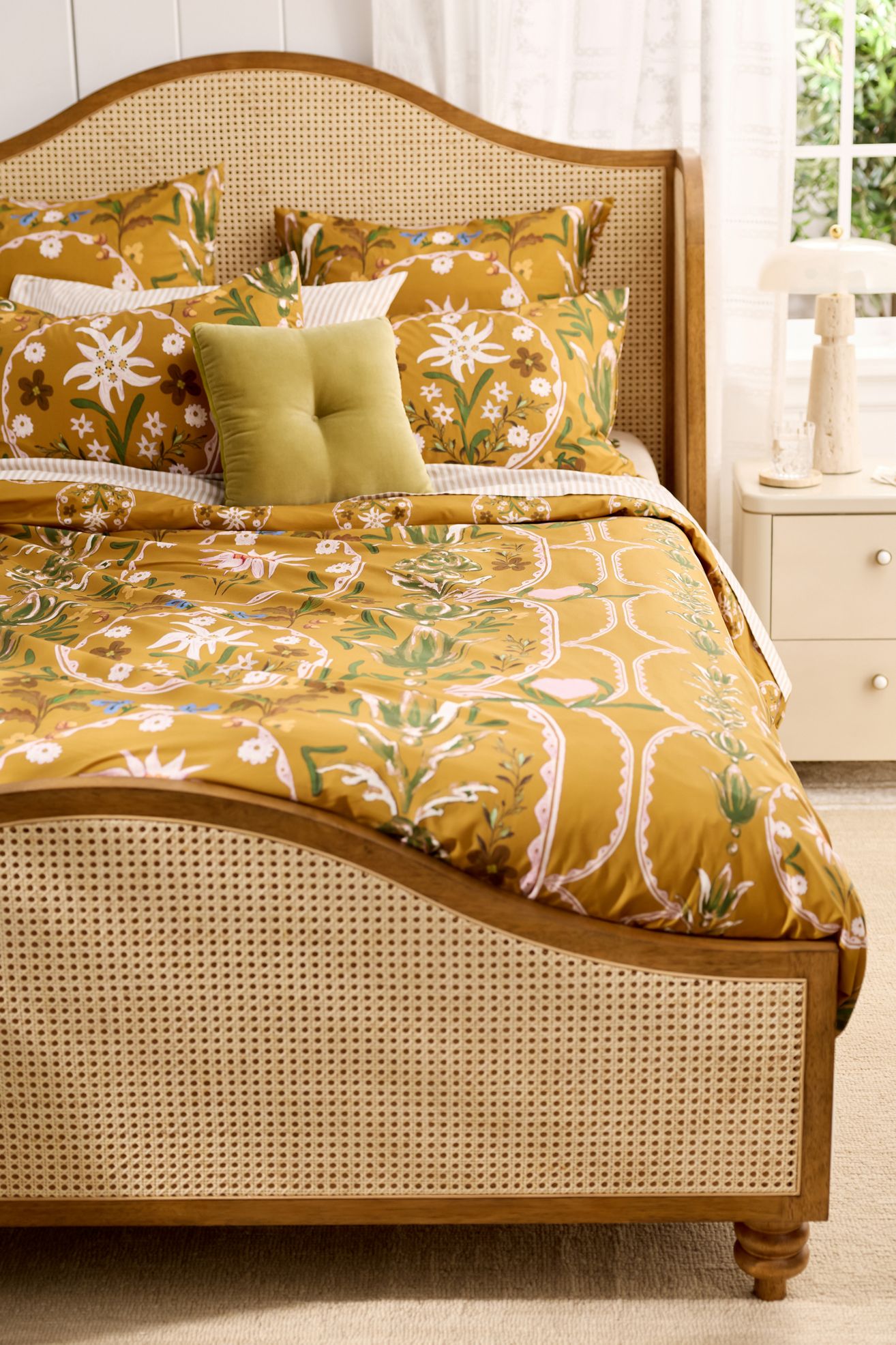 MINDTHEGAP Cotton Percale Printed Duvet Cover - Ochre Edelweiss, King