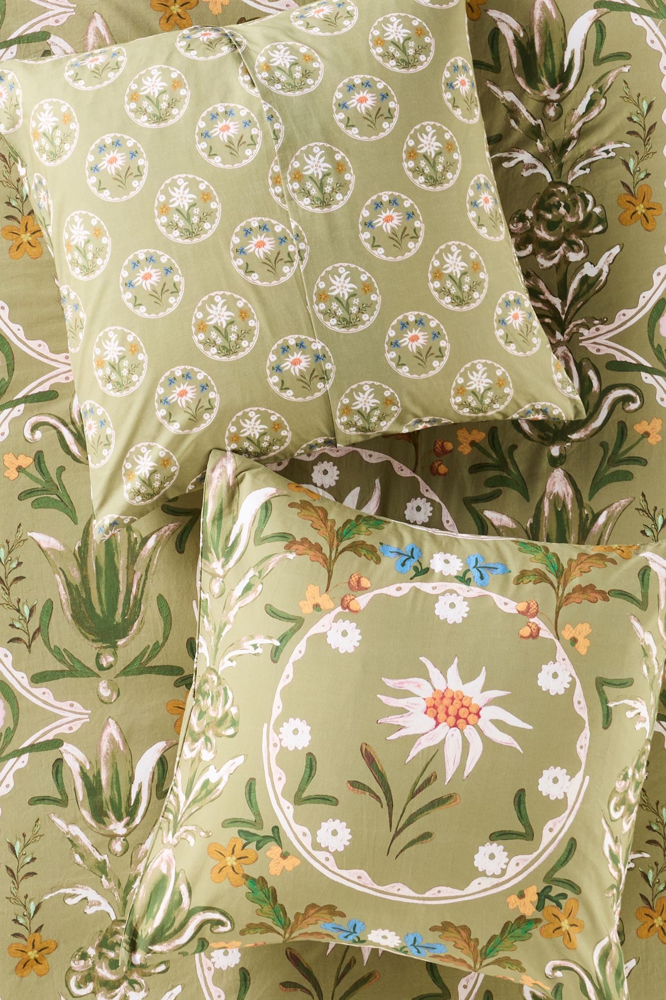 MINDTHEGAP Organic Cotton Percale Printed Euro Sham - Edelweiss, Euro Sham