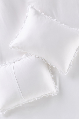 Anthropologie Lisbet Tencel Ruffle Shams, Set Of 2 In White