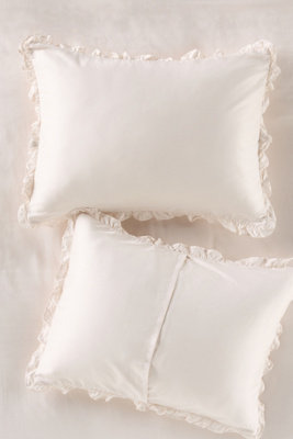 Anthropologie Lisbet Tencel Ruffle Shams, Set Of 2 In Neutral