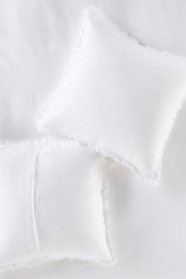 Anthropologie Lisbet Tencel Ruffle Euro Sham In White