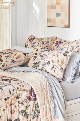 Anthropologie Seren Velvet Floral Quilt