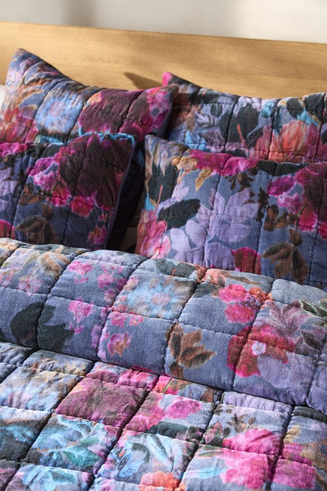 Imogen Cotton Velvet Floral Printed Quilt