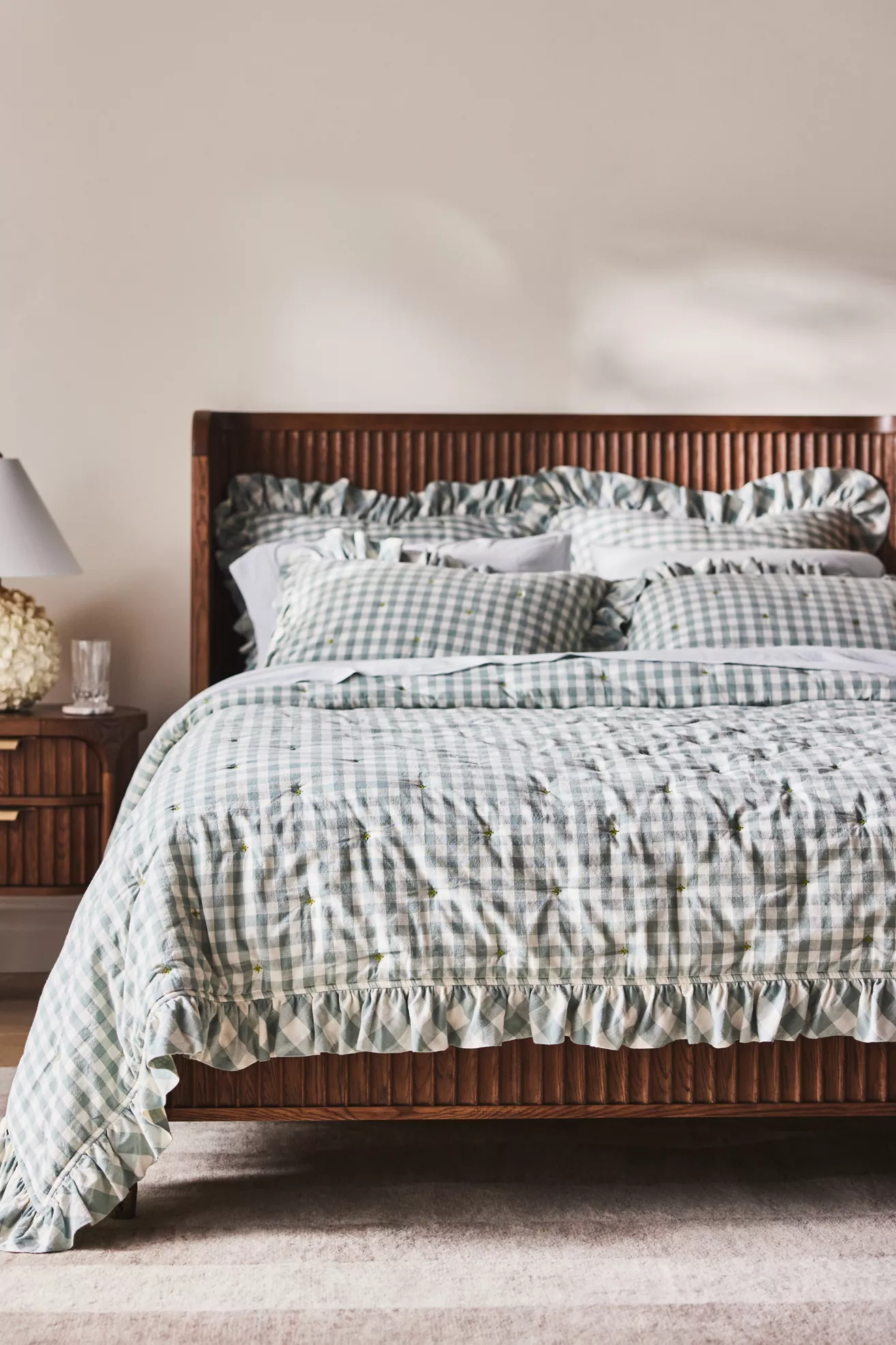 100% Cotton Yarn-Dyed Gingham Ruffle Quilt - thumbnail 4
