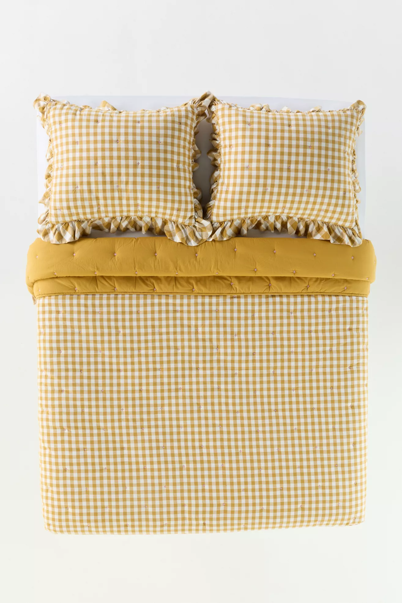 100% Cotton Yarn-Dyed Gingham Ruffle Quilt - thumbnail 7