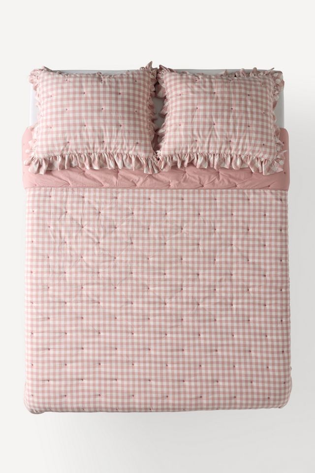 100% Cotton Yarn-Dyed Gingham Ruffle Quilt #2