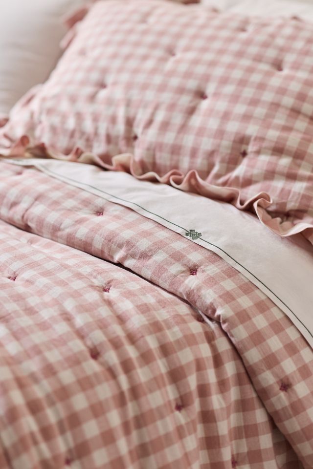 100% Cotton Yarn-Dyed Gingham Ruffle Quilt #1