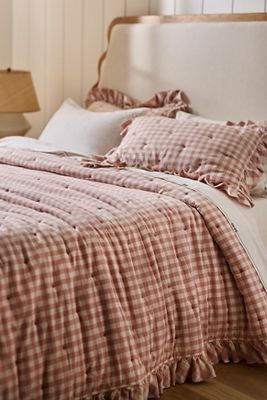 Gingham Ruffle Yarn-Dyed Cotton Quilt
