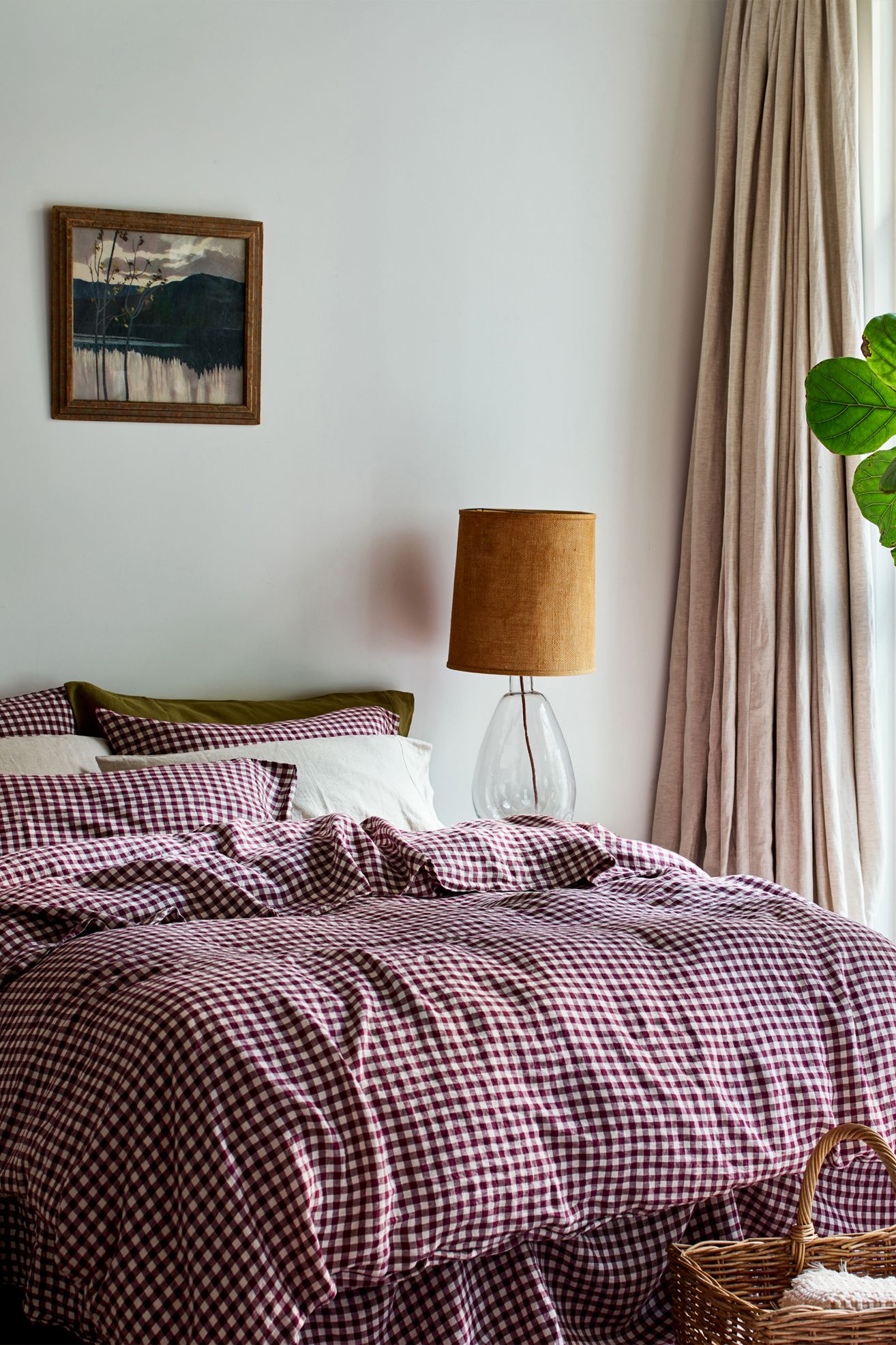 Piglet in Bed Linen Blend Duvet Cover - Berry Gingham, King