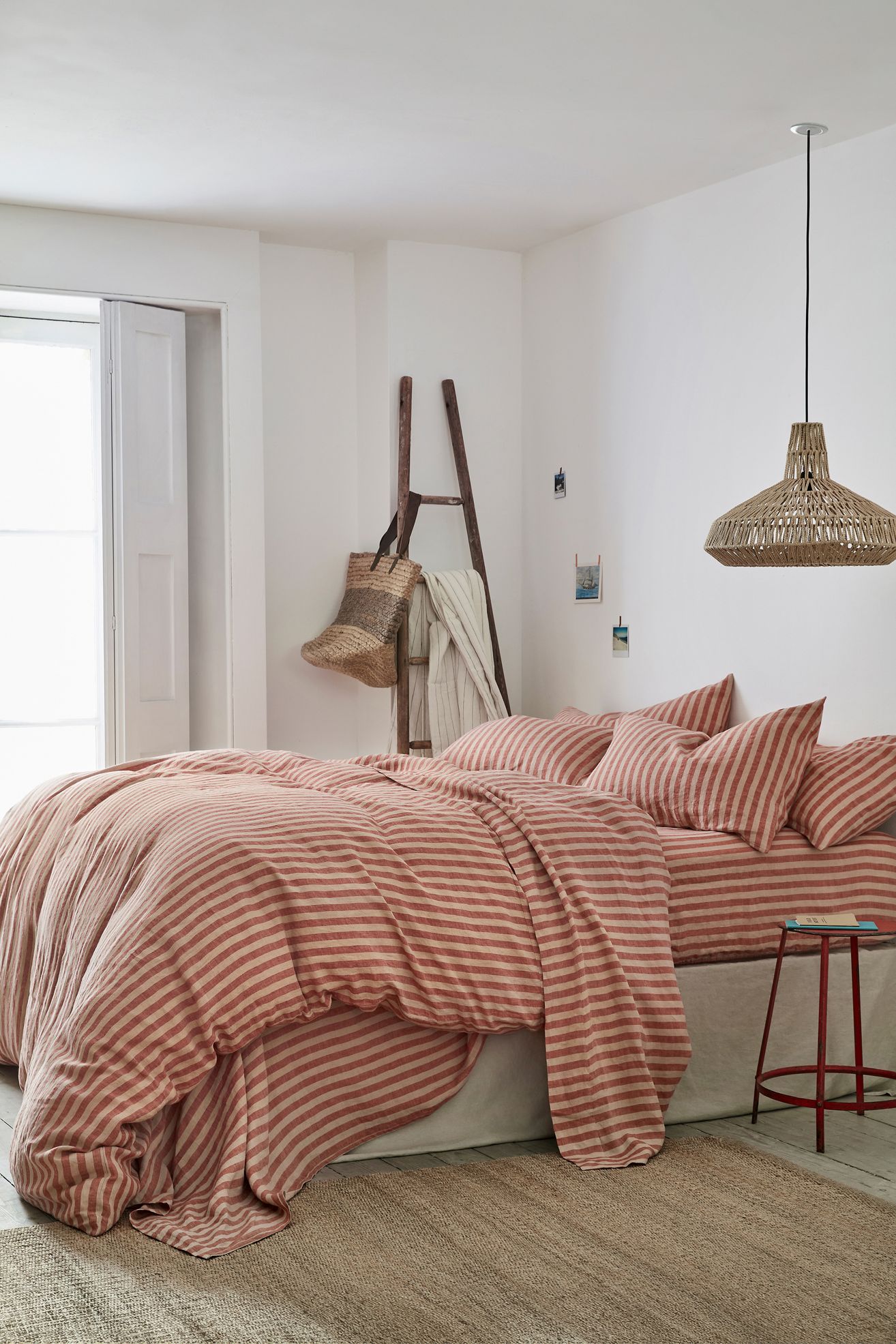 Piglet in Bed Linen Blend Duvet Cover - Sandstone Red Pembroke Stripe