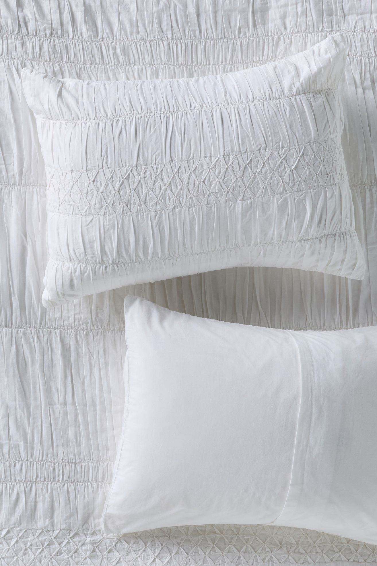 Mariella Cotton Pintuck Shams, Set of 2 - White, King Sham, Set of 2
