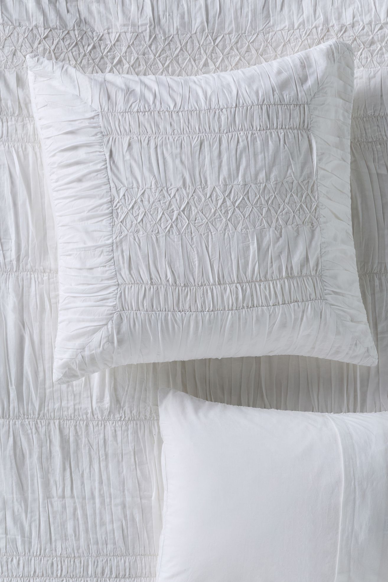 Mariella Cotton Pintuck Euro Sham - White, Euro Sham