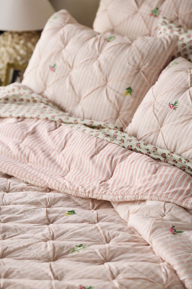 Emilia Cotton Voile Floral Icon Embroidered Quilt #1