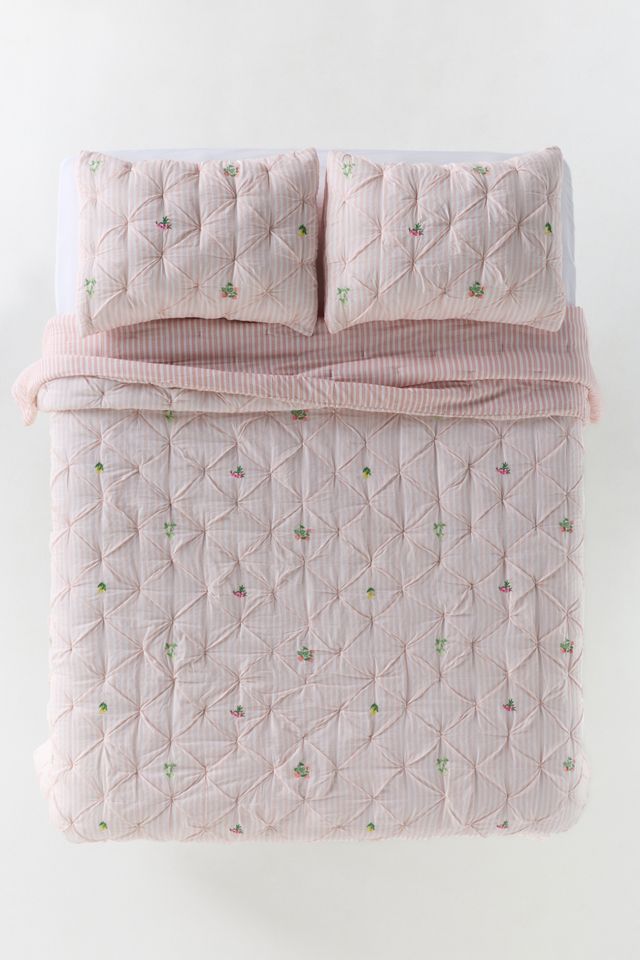 Emilia Cotton Voile Floral Icon Embroidered Quilt #2