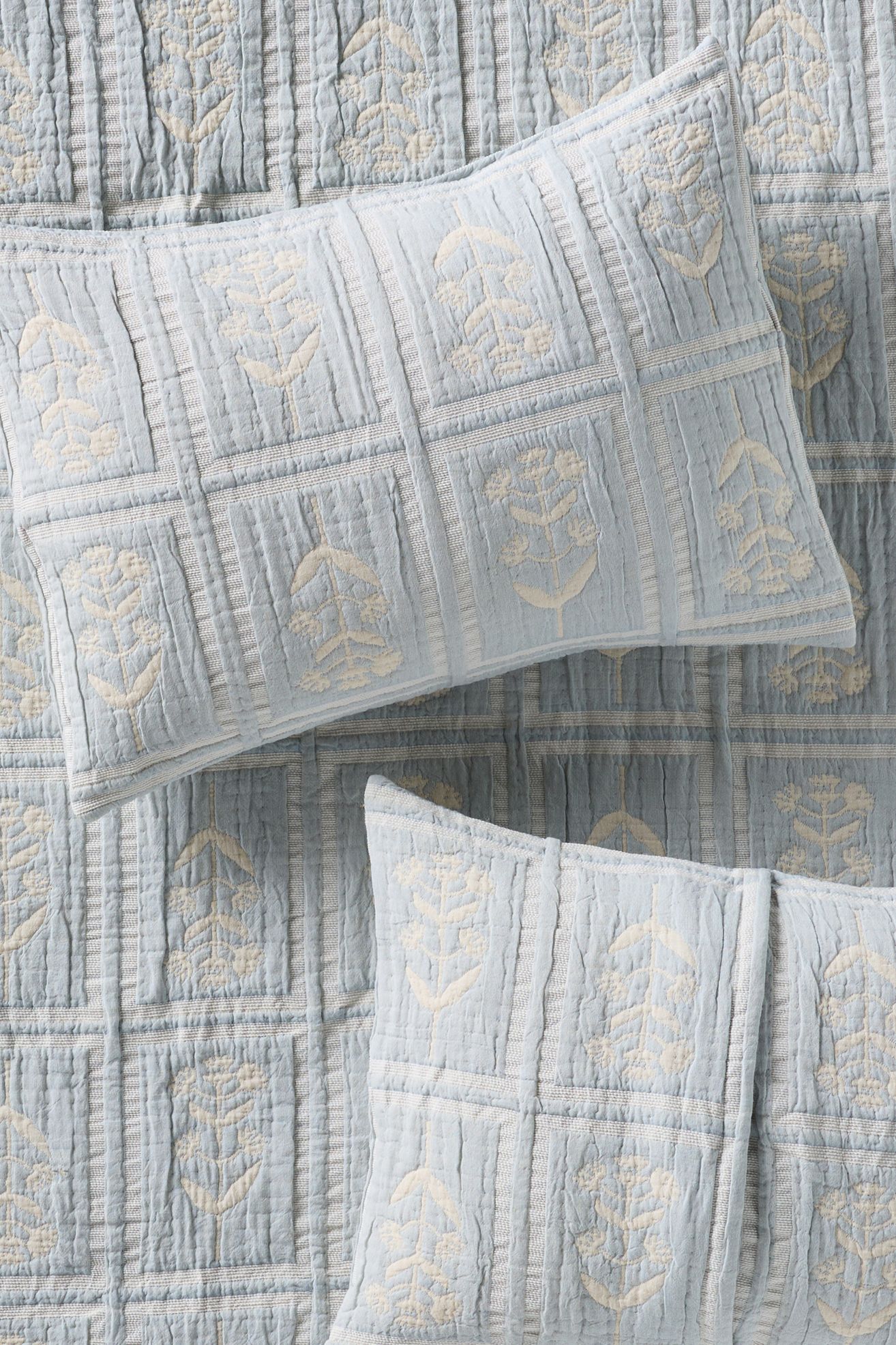 Parker Cotton Floral Woven Shams, Set of 2 - Blue Floral, Standard Sham, Set of 2