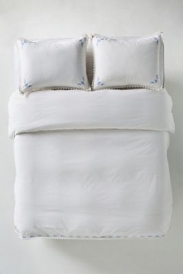 Leslie Cotton Percale Floral Embroidered Lace Duvet 