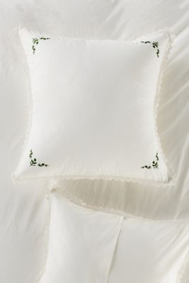 Leslie Cotton Percale Floral Embroidered Euro Sham