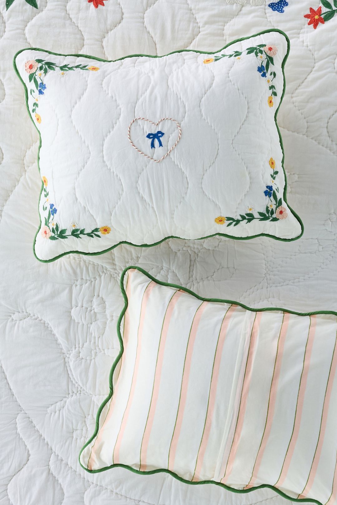 Juni Cotton Embroidered Floral Shams, Set of 2 - Ivory, Standard Sham, Set of 2