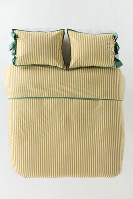 Maeve Brynne Cotton Percale Stripe Tie Printed Duvet
