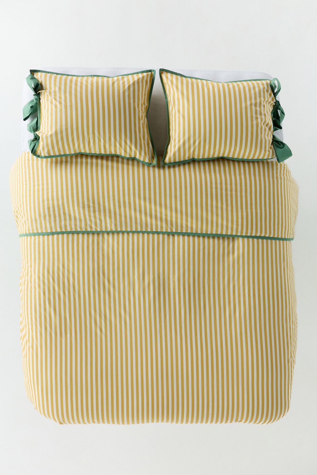 Maeve Brynne Cotton Percale Stripe Tie Printed Duvet - Ochre Stripe, King